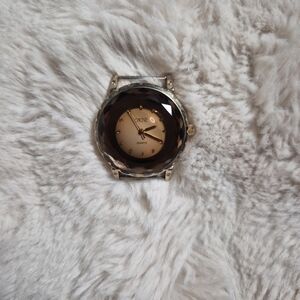 Vintage Cache Watch Face Gold Tone Brown Bronze Faceted Accent Glam Y2K Fall Win